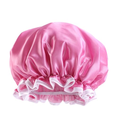 Homoyoyo 4 Stück Doppellagige Satin Duschhauben für Damen und Herren Elastisch Atmungsaktiv Wiederverwendbar Geeignet für Duschen Kochen und Spa Leichte Badekappen mit Verstellbarem von Homoyoyo