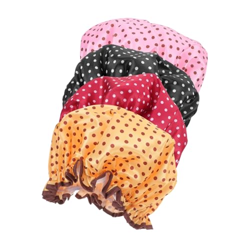 Homoyoyo 4 Stück Duschhaube Damen Wasserdichte Doppellagige und Wiederverwendbare Duschkappen für Bad Reisen und Küche Schützt Haare vor Wasser Öl und Rauch Leicht und Tragbar von Homoyoyo