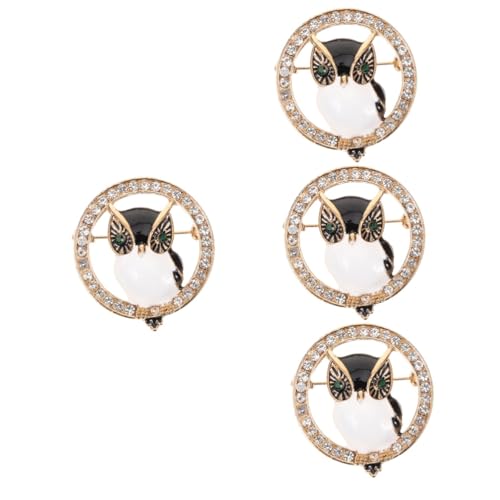 Homoyoyo 4 Stück Eulenbrosche mit Strasssteinen und Emaille Vielseitige Anstecknadel für Pullover und Anzug Langlebig Modisch Niedliches Accessoire für Damen und Herren von Homoyoyo