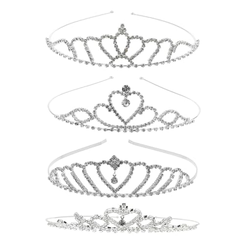 Homoyoyo 4 Stück Glänzende Strass Prinzessin Diademe für Mädchen Geburtstagsfeier Hochzeit Party Komfortabel und Wiederverwendbar von Homoyoyo