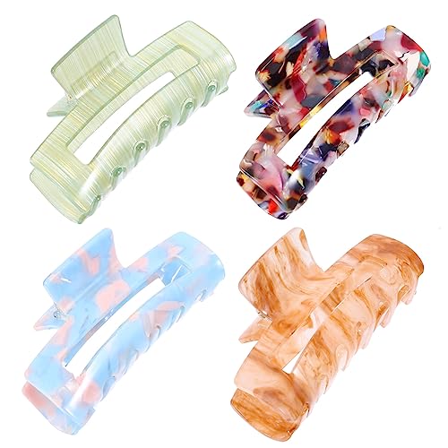 Homoyoyo 4 Stück Große Acryl Haarklammern für Damen Rutschfeste Clips Designs für Dickes Haar für Badezimmer Reisen und Makeup Routine von Homoyoyo