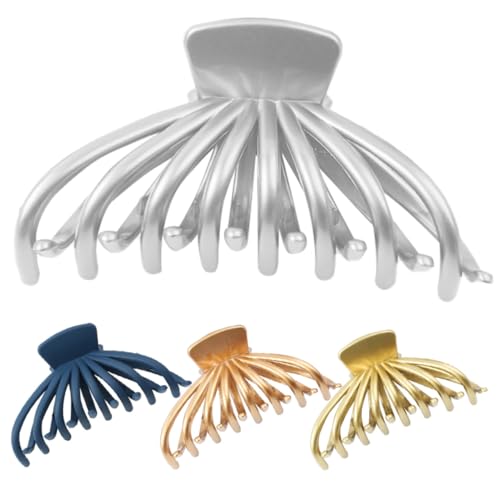 Homoyoyo 4 Stück Große Matte Haarklammern für Dickes Langes Haar Robuste Vielseitige Haarklauenclips in Blau Gold Kupfer Silber für Damen zum Schminken Sport Alltag und Party von Homoyoyo