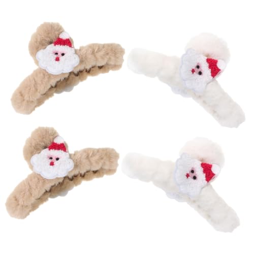 Homoyoyo 4 Stück Große Weiche Haarklammer Weihnachten Flauschige Krallenclips für Dickes Haar Damen Mädchen Vielseitiges Styling Festliche Haaraccessoires Set von Homoyoyo