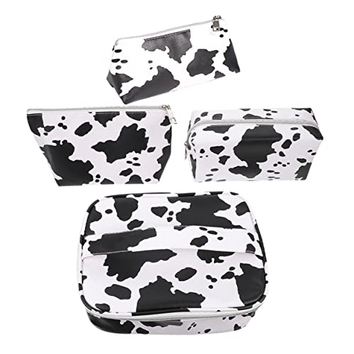 Homoyoyo 4 Stück Großes Teiliges Make Up Taschen mit Reißverschluss Multifunktionale Kosmetiktasche in Kuhmuster Tragbare Kulturbeutel für Damen Geräumige Leichte Aufbewahrungstasche für von Homoyoyo