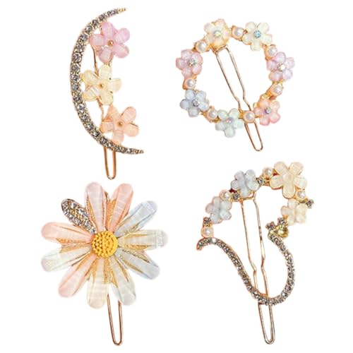Homoyoyo 4 Stück Haarklammer für Mädchen Blumen Haarspangen Funkelnde Haarschmuck Accessoires für für Partys und Feiertage von Homoyoyo