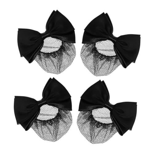 Homoyoyo 4 Stück Haarnetz mit Schleife Set Feines Mesh Haarklammer Dutt Halter Modisch Weich Komfortabel für Damen Party Hochzeit Frisur von Homoyoyo