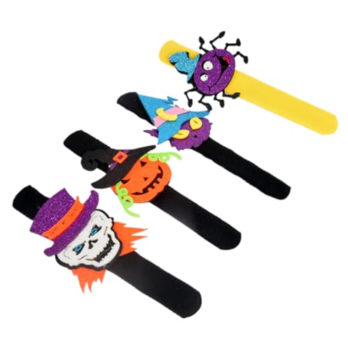 Homoyoyo 4 Stück Halloween Slap Armbänder für Leichte Langlebige Handgelenk Deko mit Kürbis und Fledermausmotiven Einfache Anwendung Farbenfrohes Partyzubehör für Halloween Feiern von Homoyoyo