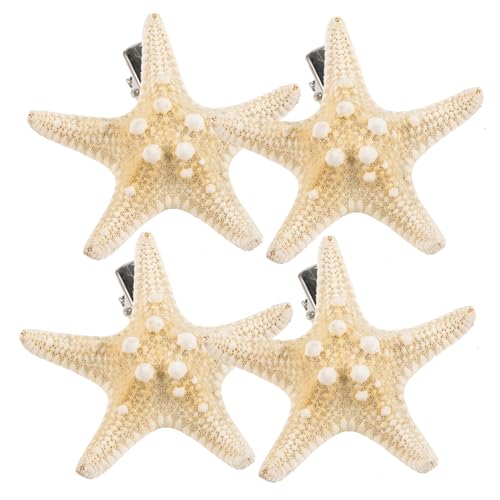 Homoyoyo 4stücke Seestern Haarspange Fünfzackig Strand Haarnadel Natur Seestern Haarschmuck Haarspangen Für Frauen Mädchen Hochzeit Party Zufällige Und Farben von Homoyoyo