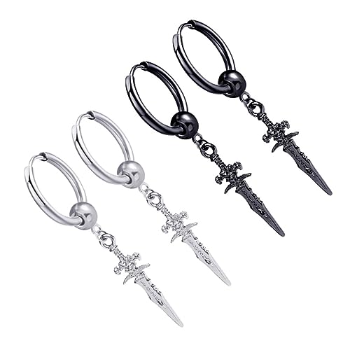 Homoyoyo 4 Stück Hip Hop Style Ohrringe Silber Creolen Trendy Ohrringe Kleidung Zubehör Ohrstecker Ohranhänger Mode Ohrclip Schwarz Homoyoyo 4 Stück Hip Hop Style Ohrringe Silber Creolen Trendy Ohrringe Kleidung Zubehör Ohrstecker Ohranhänger Mode Ohrclip Schwarz von Homoyoyo