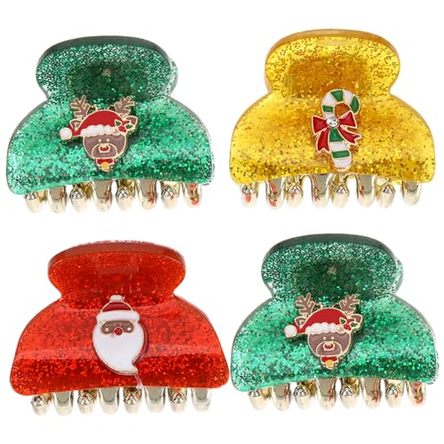 Homoyoyo 4 Stück Kleine Weihnachts Haarspangen Bunte Klauenclips für Frauen Stilvolle Haarklammern für Party Alltag und Festliche Anlässe Langlebig und Praktisch von Homoyoyo