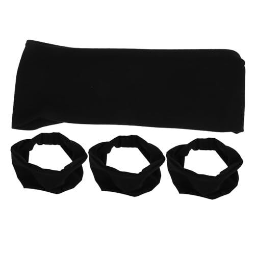 Homoyoyo 4 Stück Kopfbandknöpfe stirnband Tennisbandana Fahrradschweißband Laufstirnbänder für Männer Tennis-Schweißband Stoff Black von Homoyoyo