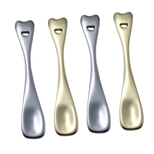 Homoyoyo 4 Stück Kosmetikspatel Teilig Metall Löffel für Gesichtspflege Cremespatel Abgewinkelt Kosmetik Zubehör für Masken Serum und Hautpflege Präzise Anwendung in Gold Silber von Homoyoyo