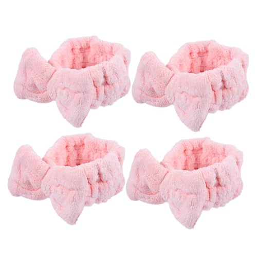 Homoyoyo 4 Stück Kreative Schleifen Stirnbänder Korallenfleece Haarband für Gesichtsreinigung Makeup und Yoga Elastisch und Bequem für Spa und Pflege von Homoyoyo