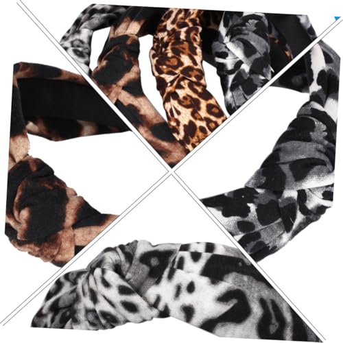 Homoyoyo 4 Stück Leopard Haarband Damen Stoff Breit Geknotet Modisch Langlebig Vielseitig Kombinierbar Stilvolles Accessoire für Alltag und Fest von Homoyoyo