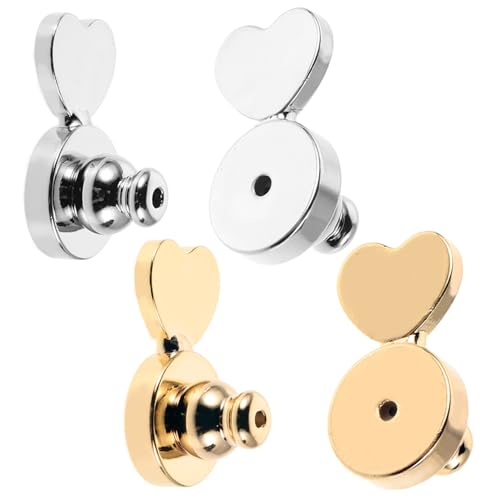 Homoyoyo 4stücke Ohrstecker Verschlüsse Herzform Für Damen Mädchen Valentinstag Schmuck Ohrring Mit Verschluss Für Empfindliche Haut von Homoyoyo