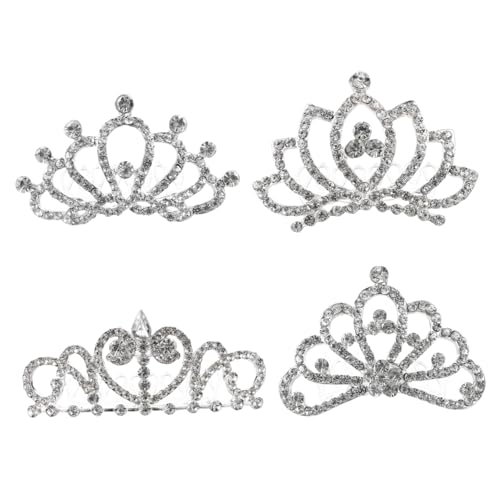 Homoyoyo 4 Stück Mädchen Tiara mit Strasssteinen Leichte Haarspangen Komfortabel für Haarlängen für Partys Geburtstage und Festliche Anlässe von Homoyoyo