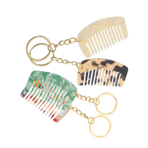 Homoyoyo 4 Stück Mini Schlüsselanhänger Kamm aus Robustem Acetat mit Breiten Zähnen Vielseitig für Nasses und Lockiges Haar Kompakt und Tragbar für Unterwegs Modische Accessoires für Damen von Homoyoyo