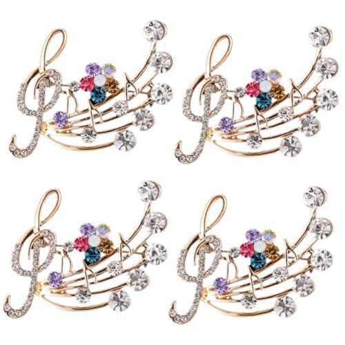Homoyoyo 4 Stück Musiknote Brosche für Damen Eleganter Anstecker Vielseitig Kombinierbar Kleidung Accessoire oder für Besondere Anlässe Champagnergold Finish Langlebige von Homoyoyo