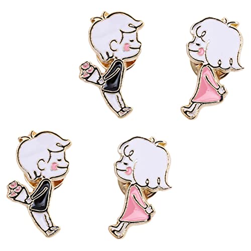 Homoyoyo 4 Stück Paar Brosche form brosche Abzeichen Brosche Cartoon-Abzeichen-Brosche Kleiderabzeichen-Brosche Tasche Brosche Cartoon Taschenbrosche Kleidung Rucksack Brosche Zinklegierung von Homoyoyo