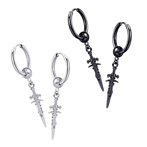 Homoyoyo 4 Stück Paarohrringe Ohrringe trendy silberne Creolen Ohrringe im Hip-Hop-Stil Ohranhänger Ohrstecker Kleidung Accessoire Mode -Ohrclip Schwarz Homoyoyo 4 Stück Paarohrringe Ohrringe trendy silberne Creolen Ohrringe im Hip-Hop-Stil Ohranhänger Ohrstecker Kleidung Accessoire Mode -Ohrclip Schwarz von Homoyoyo