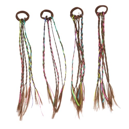 Homoyoyo 4 Stück Perücke Zopf Zöpfe Zubehör foto requisiten Perücke geflochtenes Haargummi Zopfperücke geflochtene Perücke Kopfschmuck Plastik Brown von Homoyoyo