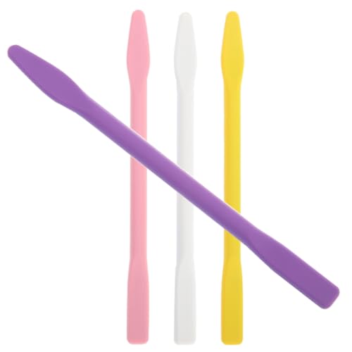 Homoyoyo 4 Stück Silicone Rührstäbe Wiederverwendbare Stir Sticks für Gesichtsmaske Epoxidharz Mischung Kunst Bastelprojekte Weiß Gelb Rosa Kosmetik Werkzeug für Sichere Wiederverwendbar von Homoyoyo