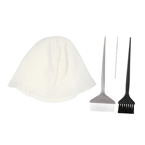 Homoyoyo 4 Stück Silikon Haarfärbe Set Teilig Wiederverwendbare Strähnenhaube mit Häkelnadel und Zwei Färbepinseln für DIY Haarfärbung und Salonanwendungen von Homoyoyo