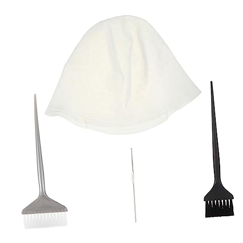Homoyoyo 4 Stück Silikon Haarfärbehut Set Teiliges Wiederverwendbares Färbe Tool für Salon und Zuhause Haube Häkelnadel und Pinseln für DIY Haarfärbung von Homoyoyo
