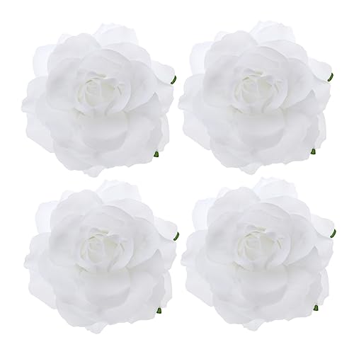 Homoyoyo 4 Stück Simulierte Rosenhaarnadel künstliche blüten artificial flower Broschen gefälschte Reben vier lei Haarklammer blumenklammern Blumensimulation Haarnadel Haarnadel Weiß von Homoyoyo