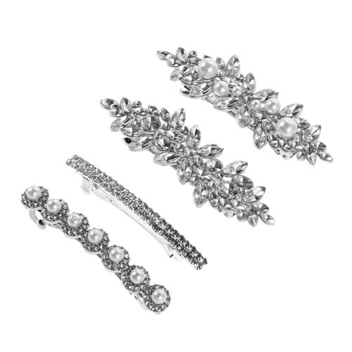 Homoyoyo 4 Stück Strass Haarspange Strass Haarspangen Für Damen Braut Haarspange Clip Metall Silber von Homoyoyo