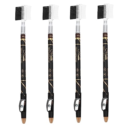 Homoyoyo 4 Stück Teiliges Augenbrauenstift mit Kamm und Langlebige Pull Line Stifte zum Präzisen Zeichnen Wasserfeste Makeup Pens in Schwarz und Braun Geeignet für Frauen und Profi von Homoyoyo
