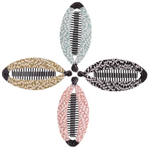 Homoyoyo 4 Stück Teiliges Bananen haarspangen für Dickes und Dünnes Haar Rutschfeste Leichte Haarklammern Stoff Modische Ponytail Clips für Frauen und Mädchen Sicherer Halt und Dekorativ von Homoyoyo