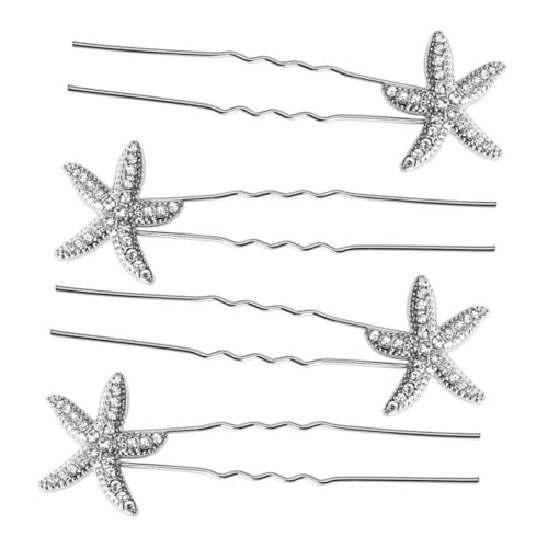 Homoyoyo 4 Stück Teiliges Braut Haaraccessoires aus Langlebiger Legierung mit Silbernen Seestern Haarnadeln Eleganter Hochzeitsschmuck für Strandhochzeiten Festivals und Besondere Anlässe von Homoyoyo