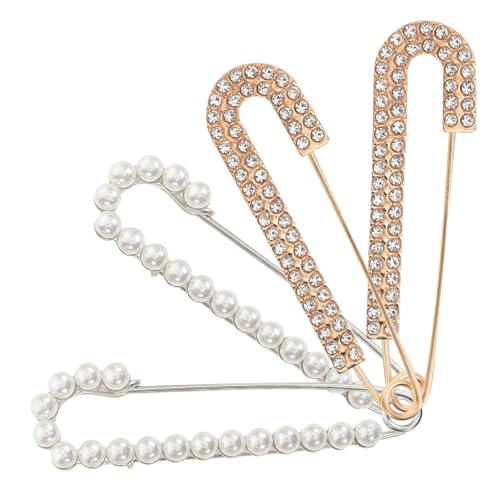 Homoyoyo 4 Stück Teiliges Broschen Damen Sicherheitsnadeln aus Legierung mit Perlen und Strass Dekorative Anstecknadeln für Pullover Schals Kleidungsstücke Eleganter Schmuck Langlebig und von Homoyoyo