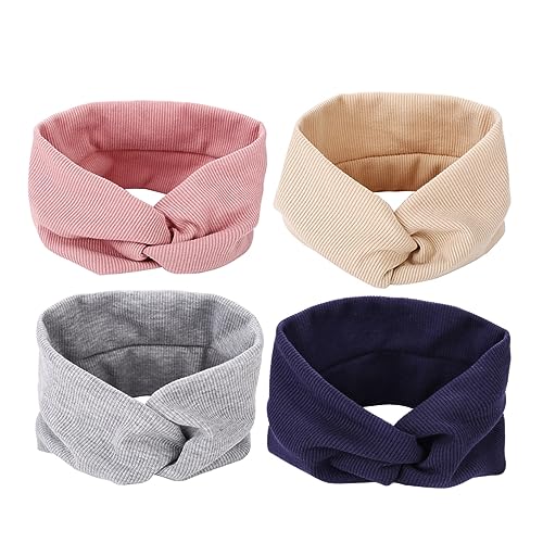 Homoyoyo 4 Stück Teiliges Damen Haarband Elastisch mit Schraubgewinde Design Modisch Gekreuztes Stirnband für Yoga Fitness Sport Rutschfest und Bequem in Khaki und Blau von Homoyoyo