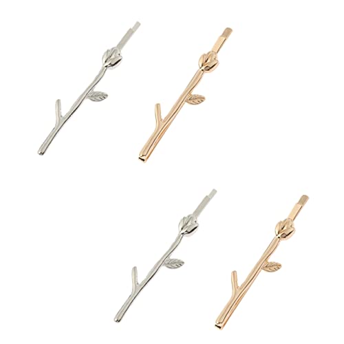 Homoyoyo 4 Stück Teiliges Damen Haarspangen aus Vintage Legierung Kreative Zweig Form Haarklammern in Gold und Silber Haaraccessoires für Alltag und Besondere Anlässe Stilvolle Haarschmuck von Homoyoyo