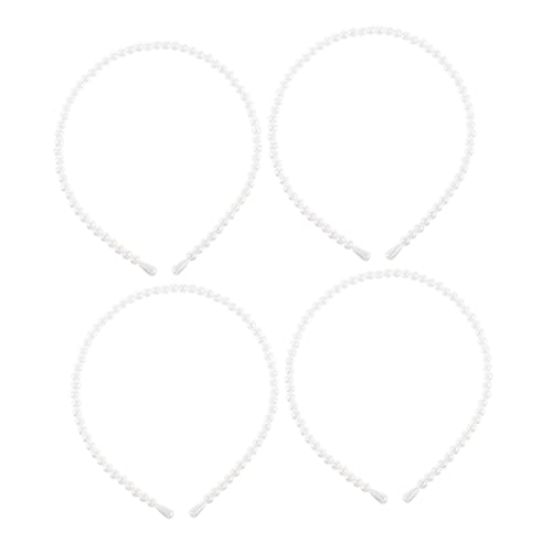 Homoyoyo 4 Stück Teiliges Damen Perlen Haarreife Elastisch Weich mit Zarten Perlen Komfortabel und Kopfschonend Flexibel Anpassbar Eleganter Haarschmuck für Frauen und Mädchen Passend für von Homoyoyo