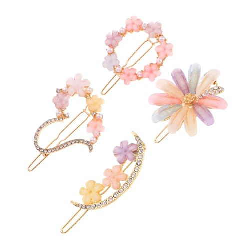 Homoyoyo 4 Stück Teiliges Dekorative Blumen Haarspangen aus Funkelndem Metall Modische Haarklammern für Damen Vielseitig Einsetzbar für Alltag und Besondere Anlässe Passend für von Homoyoyo