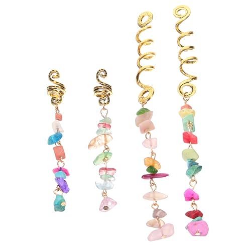 Homoyoyo 4 Stück Teiliges Dreadlocks Schmuck Haarmanschetten mit Natürlichem Stein Ethnischer Stil Haarschmuck für Zöpfe und Flechtfrisuren Wiederverwendbare Haarperlen für Damen und von Homoyoyo