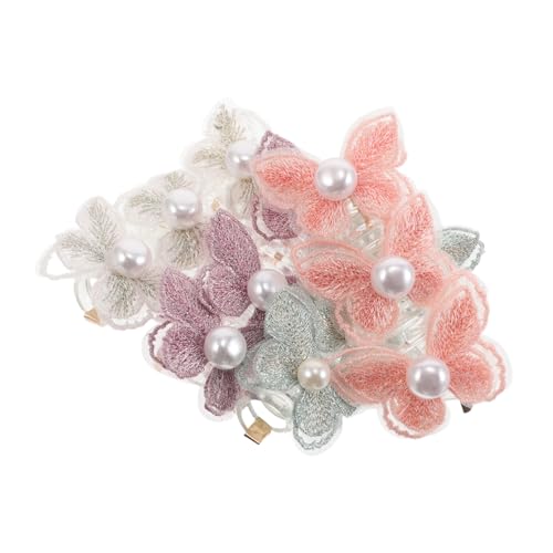 Homoyoyo 4 Stück Teiliges Elastische Spiralkordel Haargummis mit Zarter Spitzen Schmetterling Verzierung Weiches Dehnbares Telefonkabel Material Bunte Ponytail Halter für Frauen und Mädchen von Homoyoyo