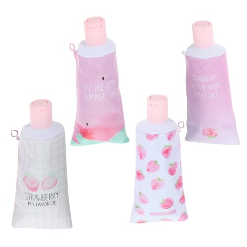 Homoyoyo 4 Stück Teiliges Federmäppchen PU Material Großvolumig Reißfest Ästhetisch Farbenfroh Zahncremeform Stifttasche Multifunktional für Mädchen Schule Büro von Homoyoyo