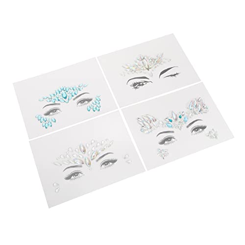 Homoyoyo 4 Stück Teiliges Glitzersteine Gesicht Aufkleber Selbstklebende Rhinestone Festival Schmuck Temporäre Strasssteine für Party Karneval Fasching Vielseitig Einsetzbar von Homoyoyo