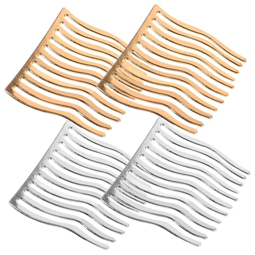 Homoyoyo 4 Stück Teiliges Haarkamm Metall Flexibel Zähne Seitliche Haarkämme für Frauen Hochzeit Brautschmuck Langlebig Vielseitig für Haartypen Silber und Gold Einfache Anwendung von Homoyoyo