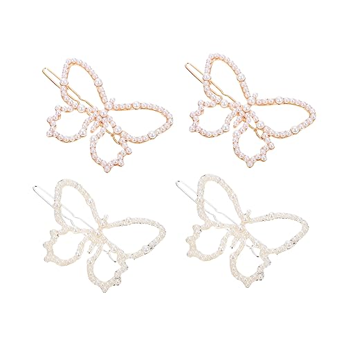 Homoyoyo 4 Stück Teiliges Haarklammern mit Metallrahmen Hohle Schmetterlings Designs Leichte Haarspangen für Damen Gold und Silberfarbene Haarschmuck Accessoires für Alltag und Party von Homoyoyo