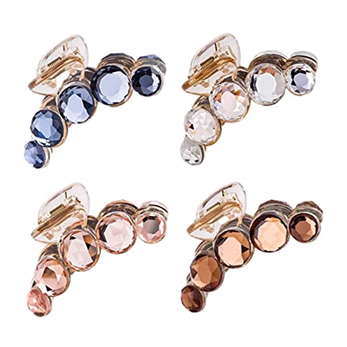 Homoyoyo 4 Stück Teiliges Haarschmuck mit Kristallstrass Rutschfesten Haarklammern für Frauen Geeignet für Dünnes Dickes Haar Haarschmuck Clips in Champagner und Roségold von Homoyoyo
