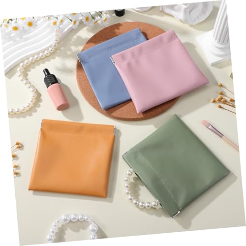 Homoyoyo 4 Stück Teiliges Kleines Wasserdichtes TPU Kosmetiktaschen Kompakte Mini Schminkbeutel in Orange Grün Blau Praktischer Reise Organizer für Damen Handtasche und Lippenstift von Homoyoyo