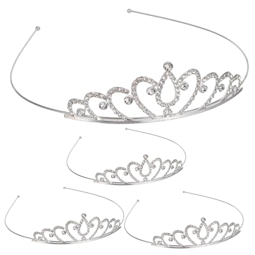 Homoyoyo 4 Stück Teiliges Mädchen Tiara Haarreif Leichter Langlebiger Strass Haarreif für Komfortabel für Party Dress Up Cosplay und Tägliches Tragen Silberfarben Geeignet für Kleine von Homoyoyo