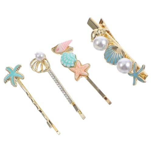 Homoyoyo 4 Stück Teiliges Metall Haarnadeln mit Muschel design Rutschfeste Bobby Pins für Damen Geeignet für Dickes und Dünnes Haar Eleganter Haarschmuck für Hochzeiten Partys und von Homoyoyo