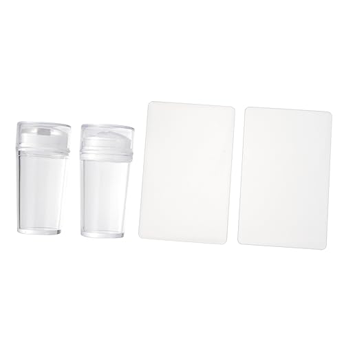 Homoyoyo 4 Stück Teiliges Nail Art Stamping Transparent DIY Maniküre Stempel mit Blank Nail Plates Schnelles Nageldesign Werkzeug für Nagelkunst Zuhause von Homoyoyo