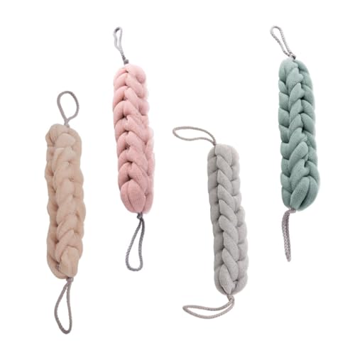 Homoyoyo 4 Stück Teiliges Peeling Badetuch aus Hochwertigem Pe Material Praktischem Aufhänger Sanftes Körperreinigungstuch für Effektives Hautpeeling und Rückenschonende Zufällige Farbe von Homoyoyo